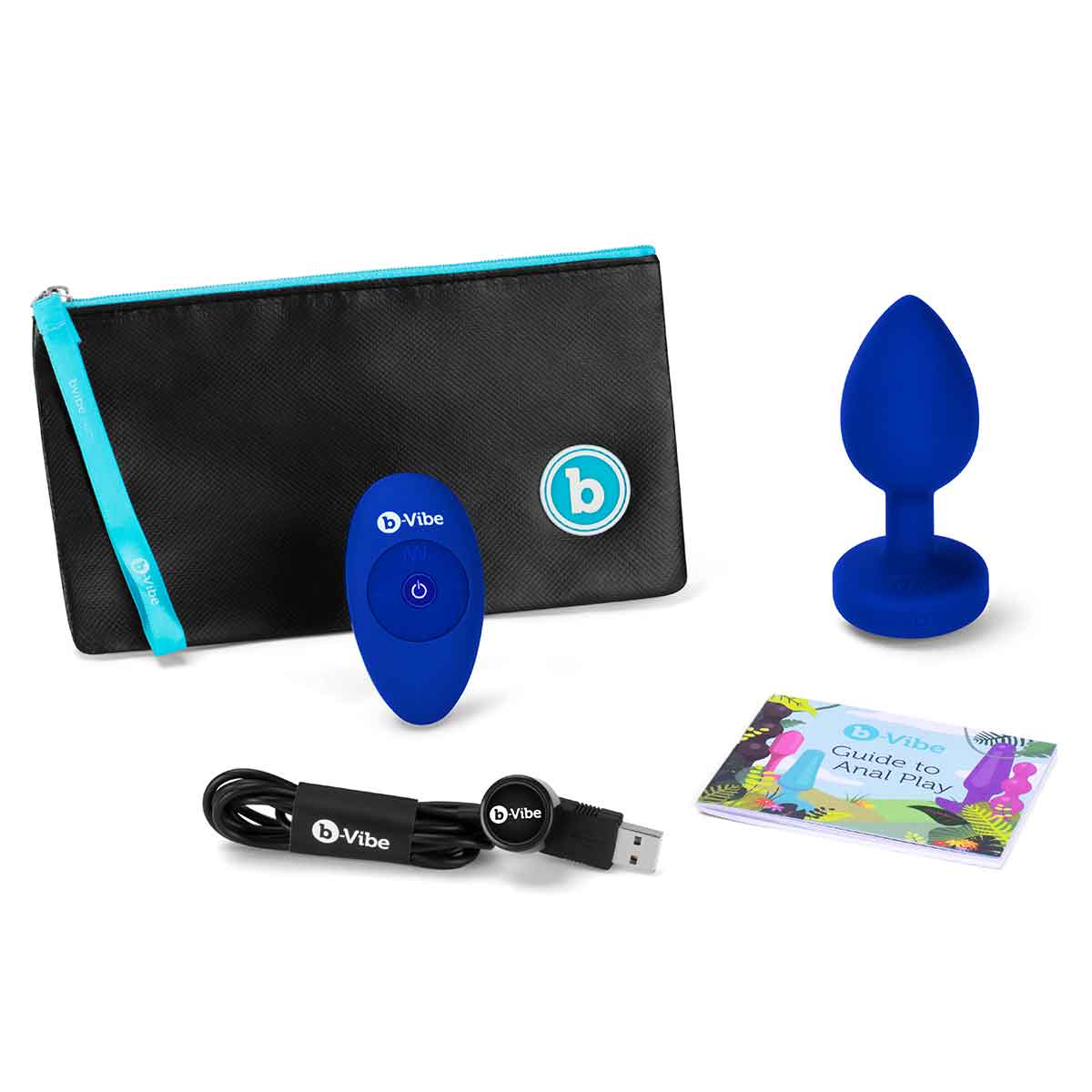 b-Vibe Вибрирующая втулка Vibrating Jewel Plug L/XL цвета синий сапфир