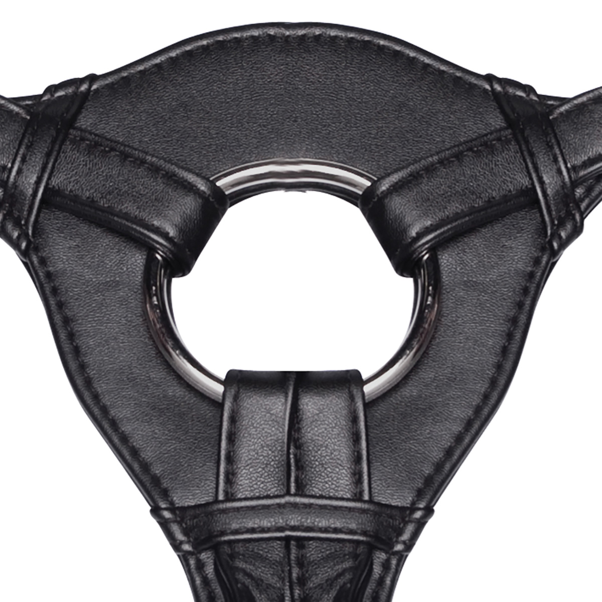 Lux Fetish Черные трусы для страпона из эко-кожи Leather Bondage Gear