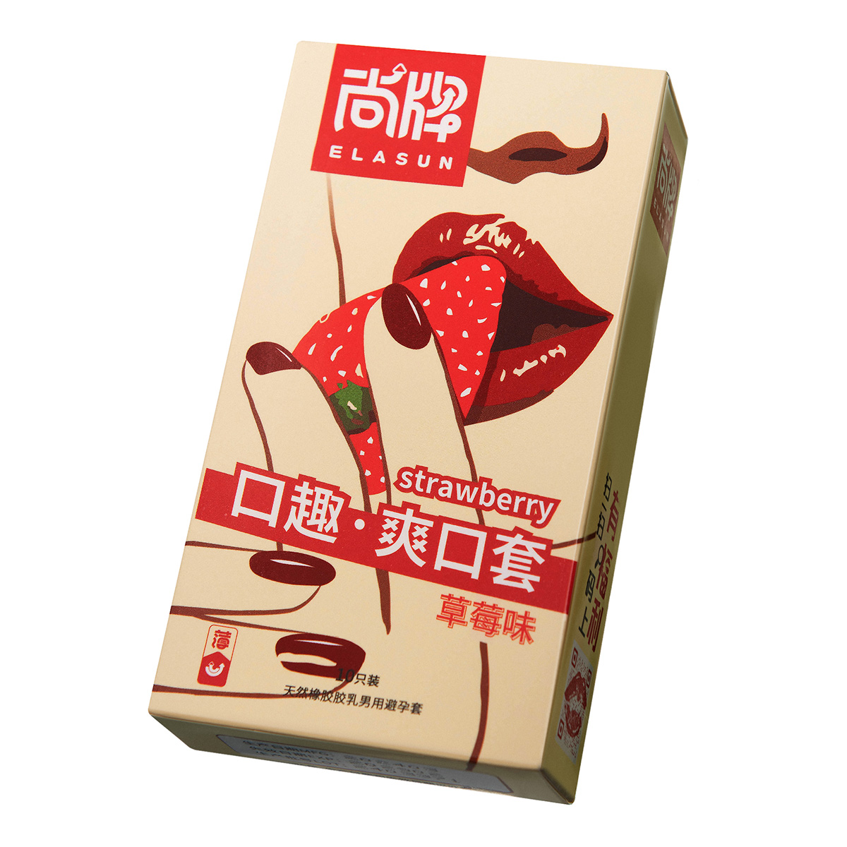 Elasun Презервативы для орального секса с плоским наконечником Elasun Strawberry 1 уп (10 шт)
