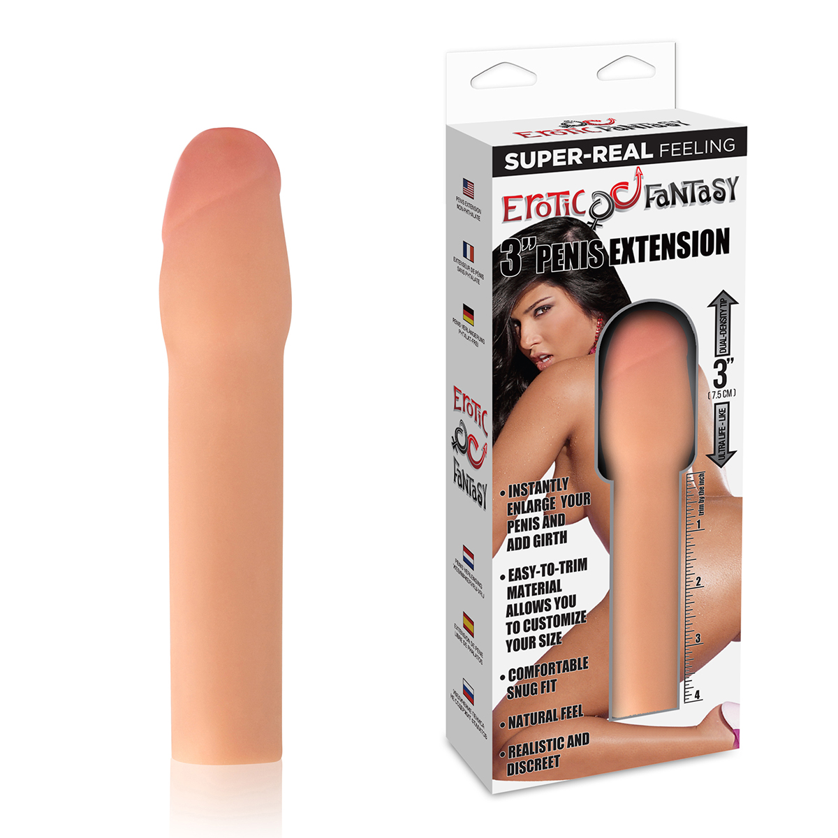 Erotic Fantasy Насадка для увеличения члена на 7,5 см реалистичная GIRTH EXTENDER