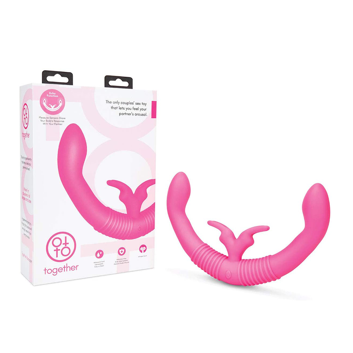 Together Toy Парный двухголовый розовый кролик-вибратор Together