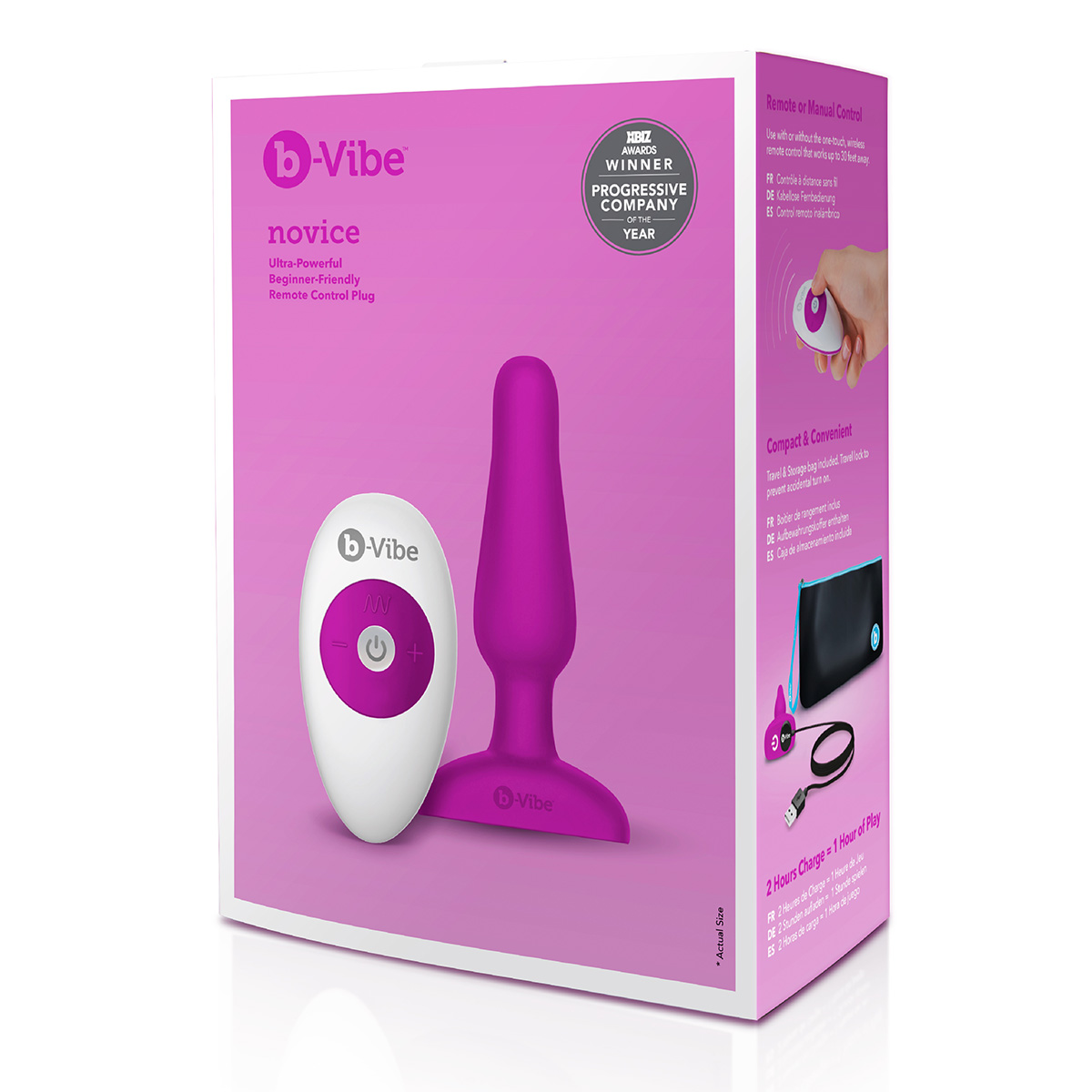 b-Vibe Анальный премиум-миниплаг b-Vibe Novice Plug фуксия
