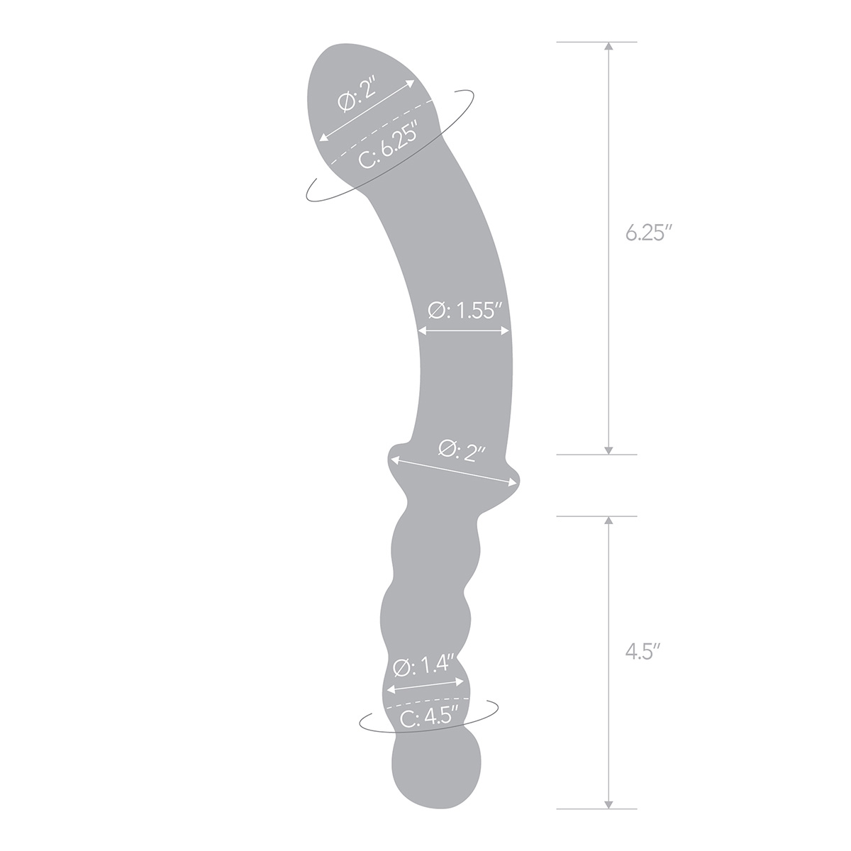 Glas Анально-вагинальный фаллоимитатор 12,5 in Girthy Double Sided Dong With Anal Bead Grip Handle