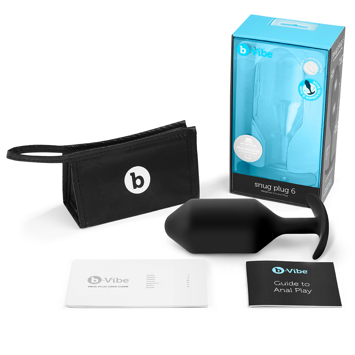 b-Vibe Профессиональная пробка для ношения B-vibe Snug Plug 6 черная