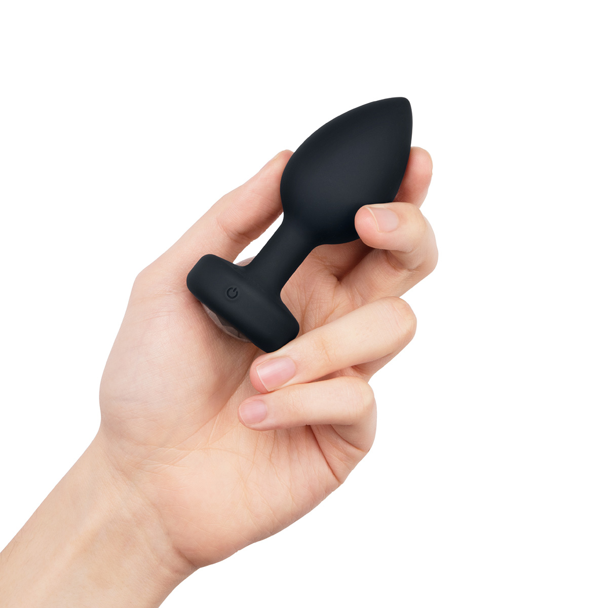 b-Vibe Вибрирующая втулка Vibrating Jewel Plug M/L черного цвета
