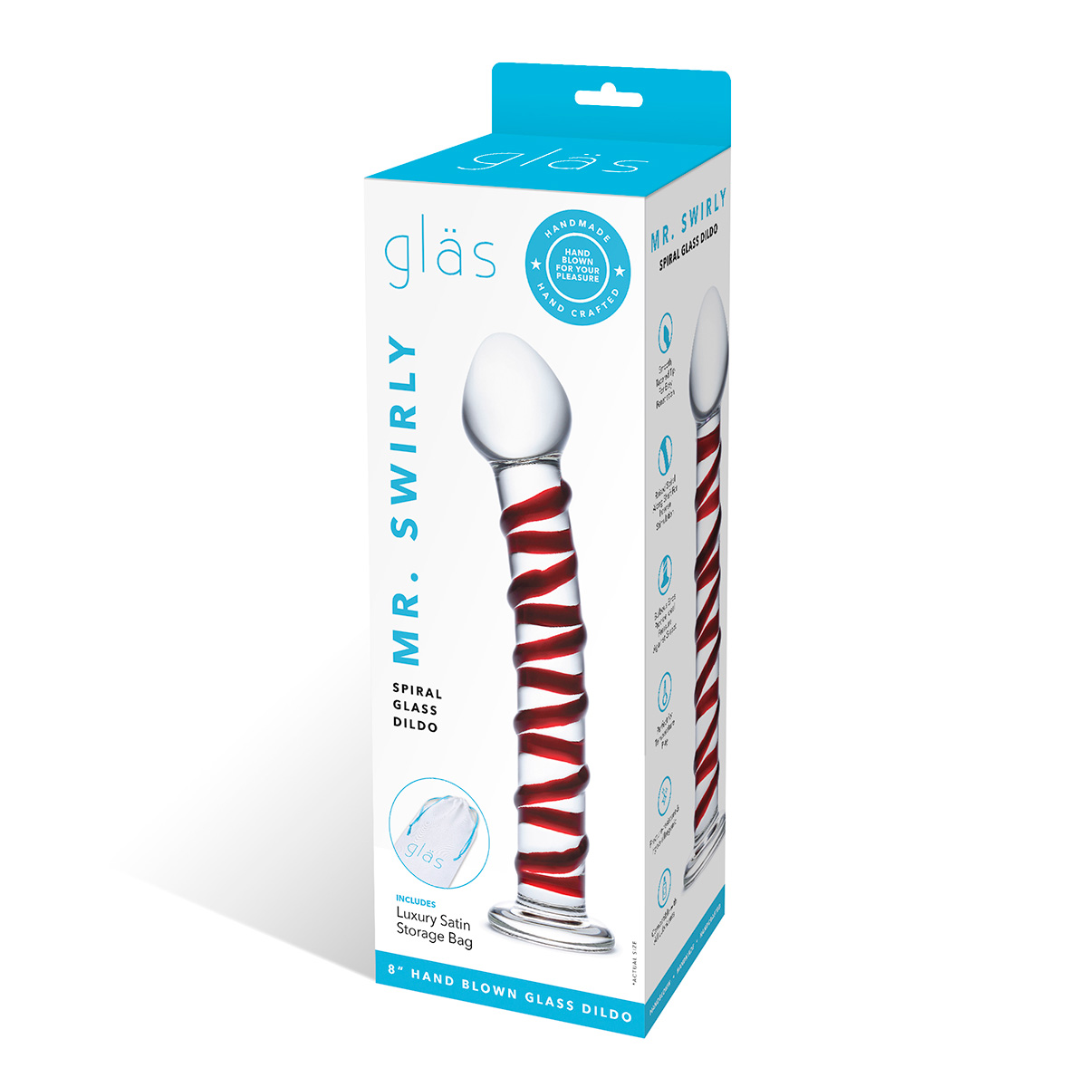Glas Фаллос с рельефной красной спиралью из стекла Mr. SWIRLY