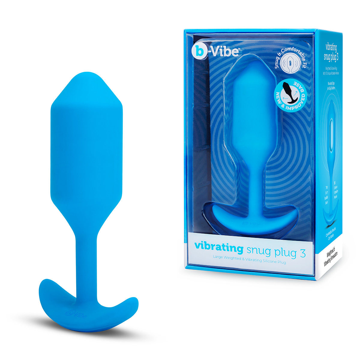 b-Vibe Профессиональная пробка для ношения с вибрацией голубая B-Vibe Vibrating Snug Plug 3