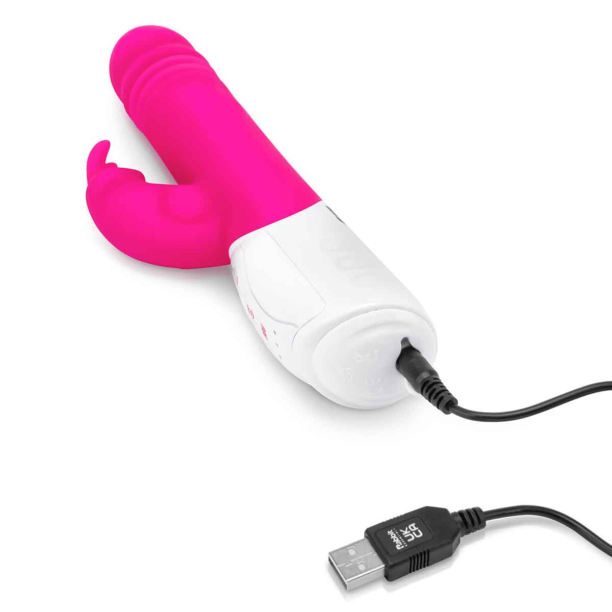 Rabbit Essentials Пульсирующий розовый вибромассажер с двумя виброэлементами G-SPOT THRUSTING RABBIT