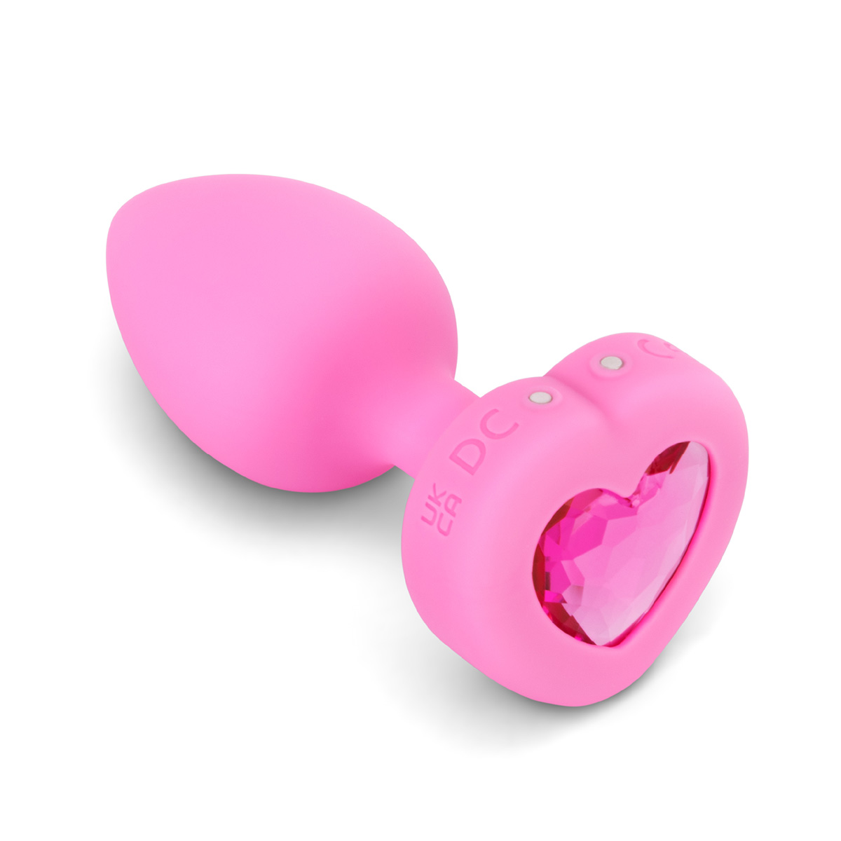 b-Vibe Анальный розовый плаг с кристаллом-сердцем VIBRATING HEART SHAPE JEWEL PLUG S/M
