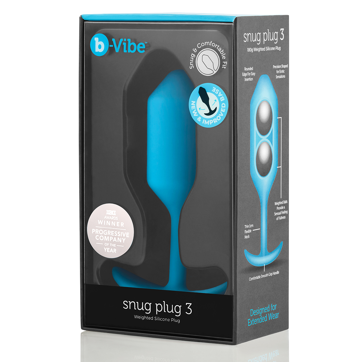 b-Vibe Профессиональная пробка для ношения B-vibe Snug Plug 3 голубая