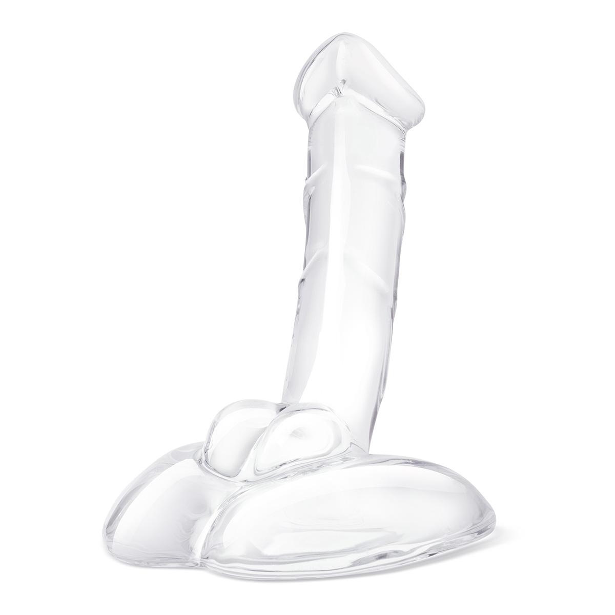 Glas Фаллоимитатор с мошонкой на подставке 7,5 in Rideable Standing Glass Cock With Stability Base