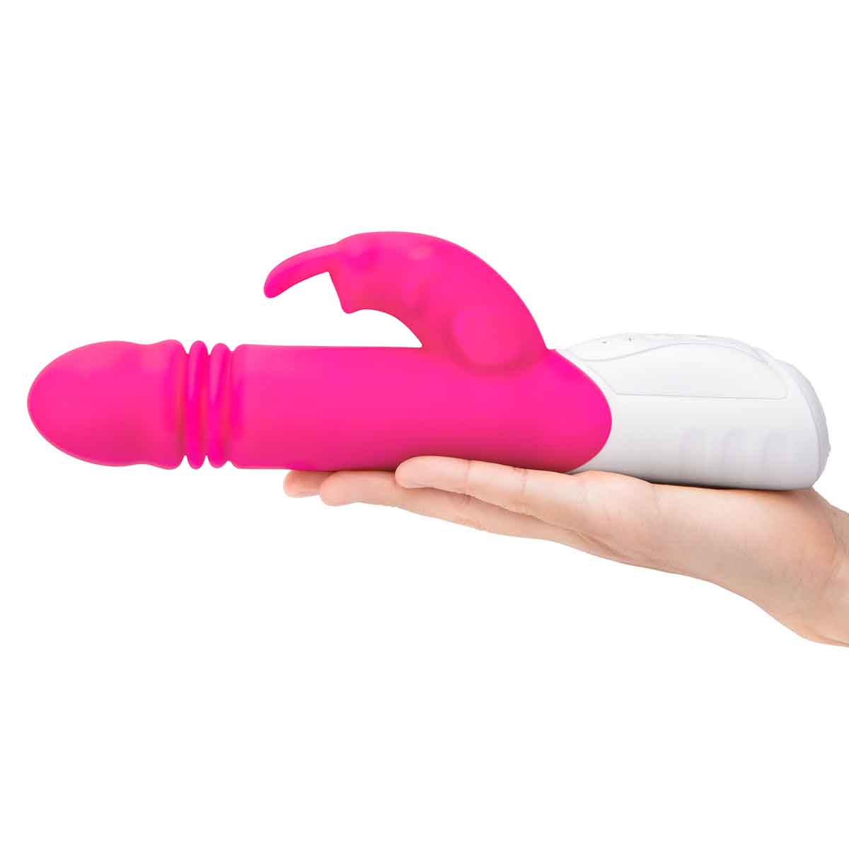 Rabbit Essentials Пульсирующий розовый вибромассажер с двумя виброэлементами G-SPOT THRUSTING RABBIT
