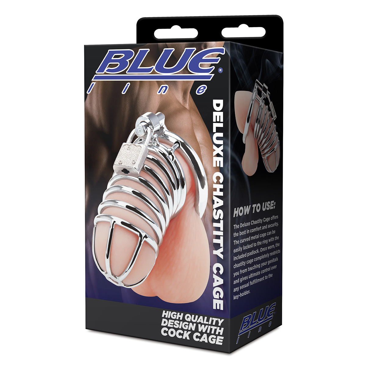 BlueLine Металлическая клетка с замком для сексуальных пыток члена Deluxe Chastity Cage
