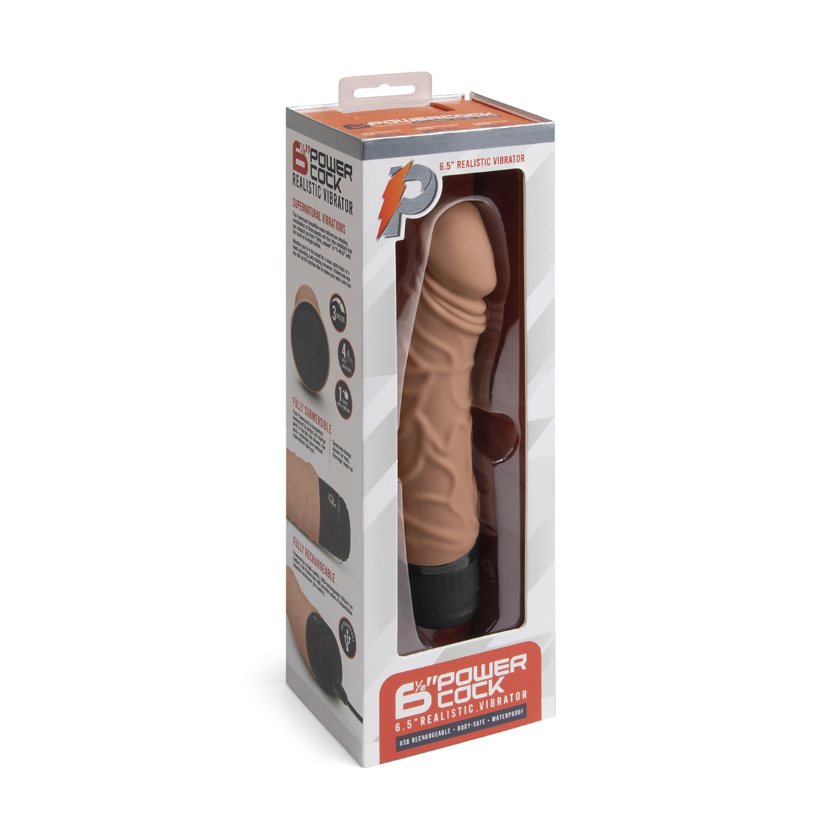 PowerCocks Классический массажер 6.5" Girthy Realistic Vibrator мокка