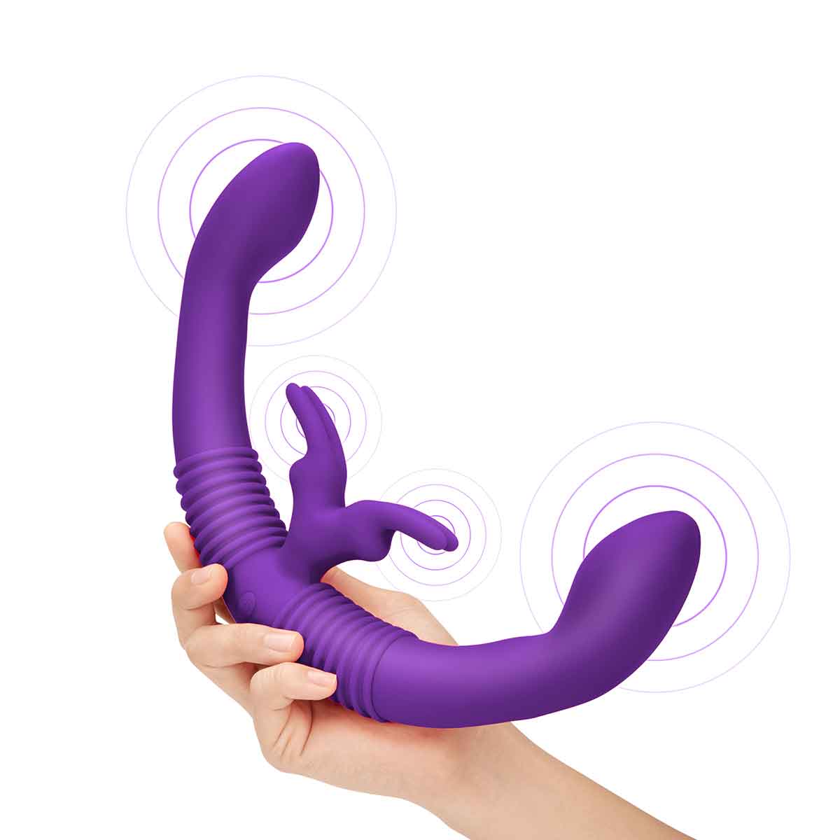 Together Toy Парный двухголовый фиолетовый кролик-вибратор Together