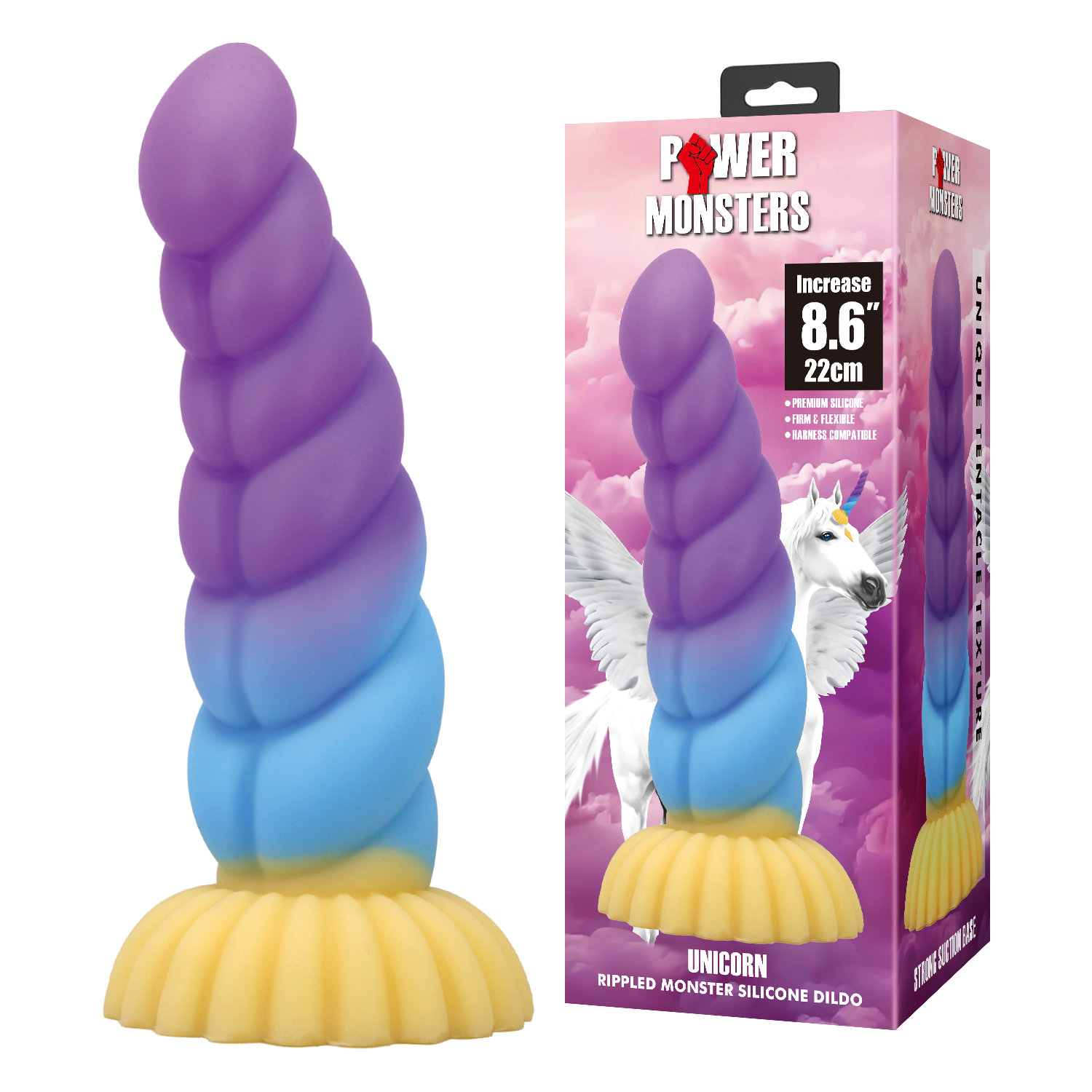 Unicorn, фаллоимитатор на присоске, серии Power Monsters, 22 см