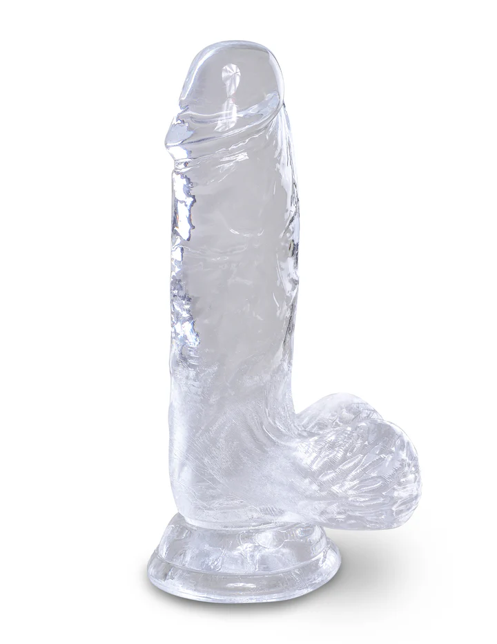 Прозрачный фаллоимитатор с мошонкой на присоске King Cock Clear 5 Cock with Balls