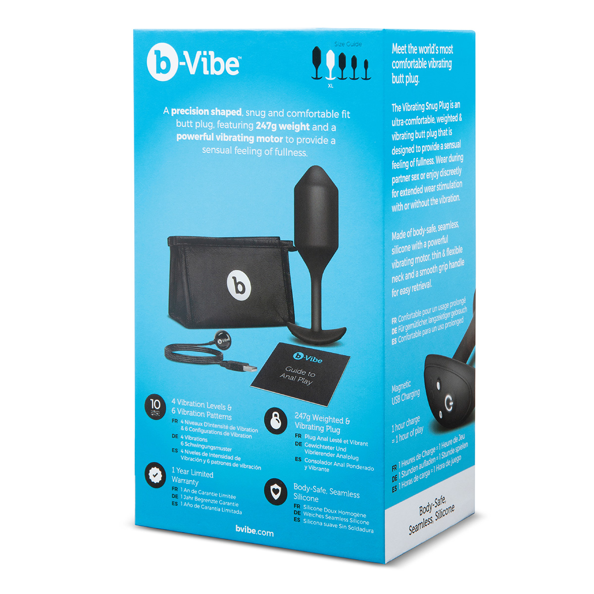 b-Vibe Профессиональная пробка для ношения с вибрацией черная B-Vibe Vibrating Snug Plug 4