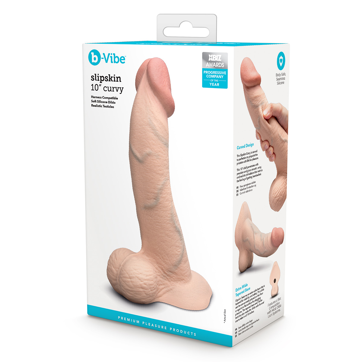 b-Vibe Анальный изогнутый фаллоимитатор SLIPSKIN REALISTIC CURVED 10 in