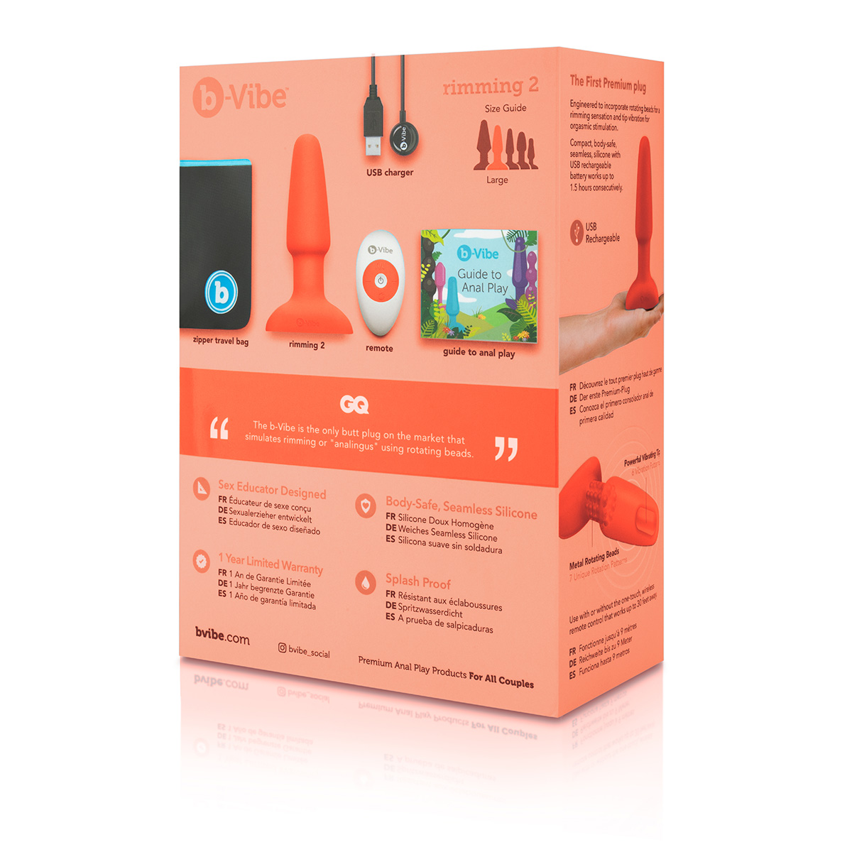 b-Vibe Анальная премиум-пробка с римминг эффектом B-Vibe Rimming Plug оранжевая