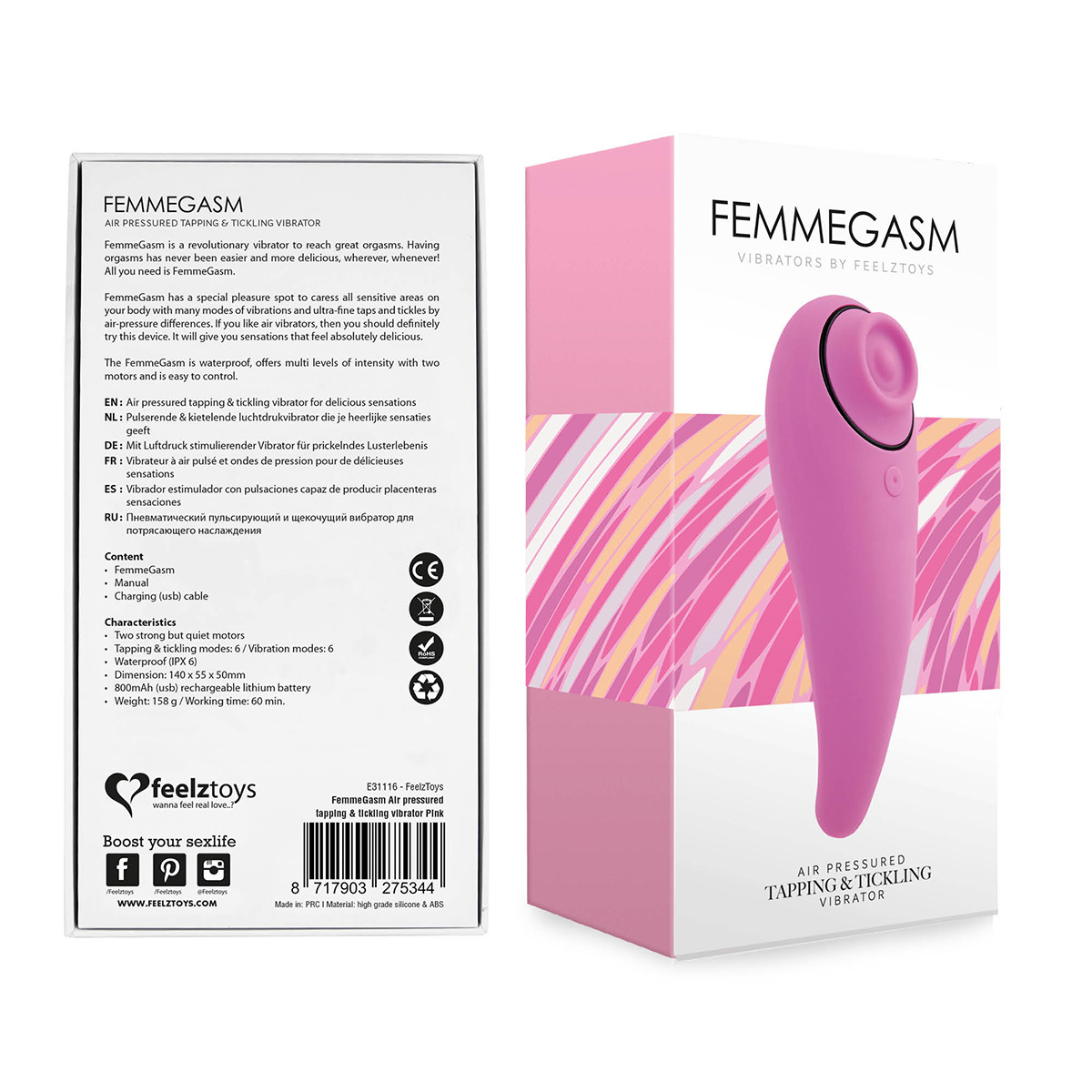 FeelzToys Волновой женский вибромассажер FemmeGasm розовый