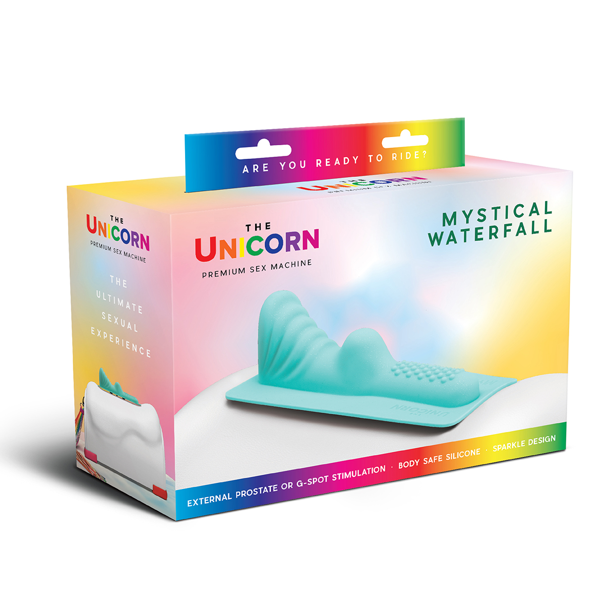CowGirl Лазурная насадка с блестками для премиум секс-машины UNICORN MYSTICAL WATERFALL COWGIRL