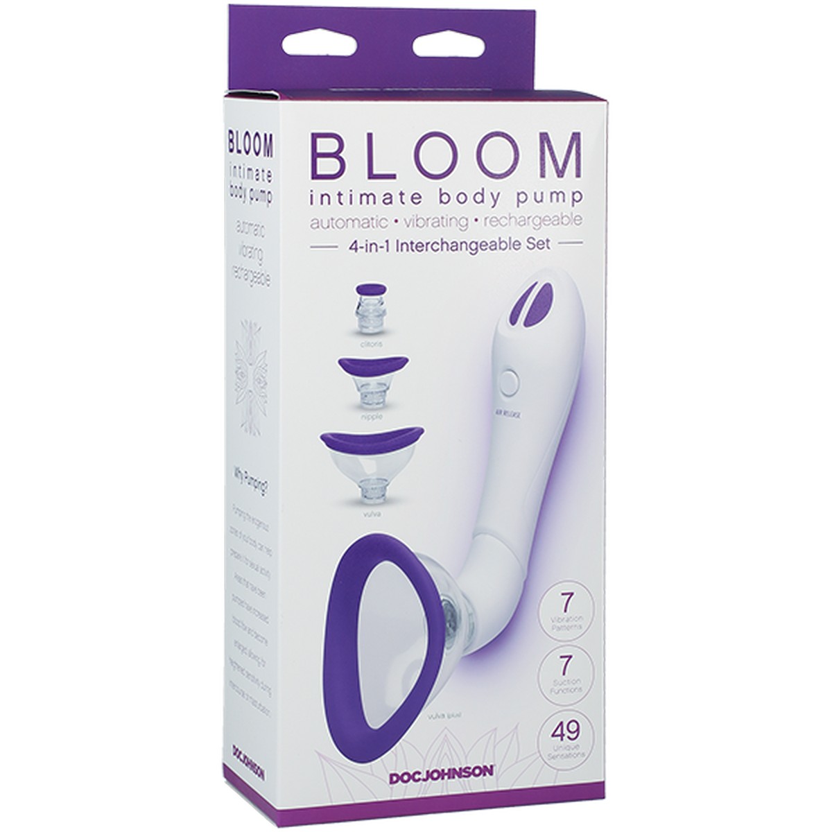Автоматическая вибропомпа для тела со сменными насадками Bloom