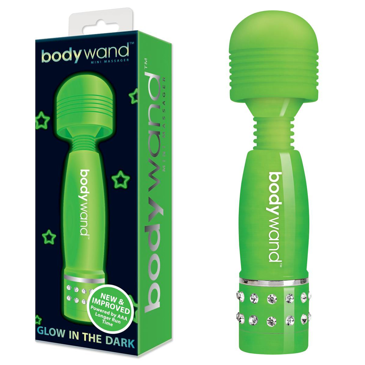 BodyWand Светящийся в темноте мини-ванд с кристаллами