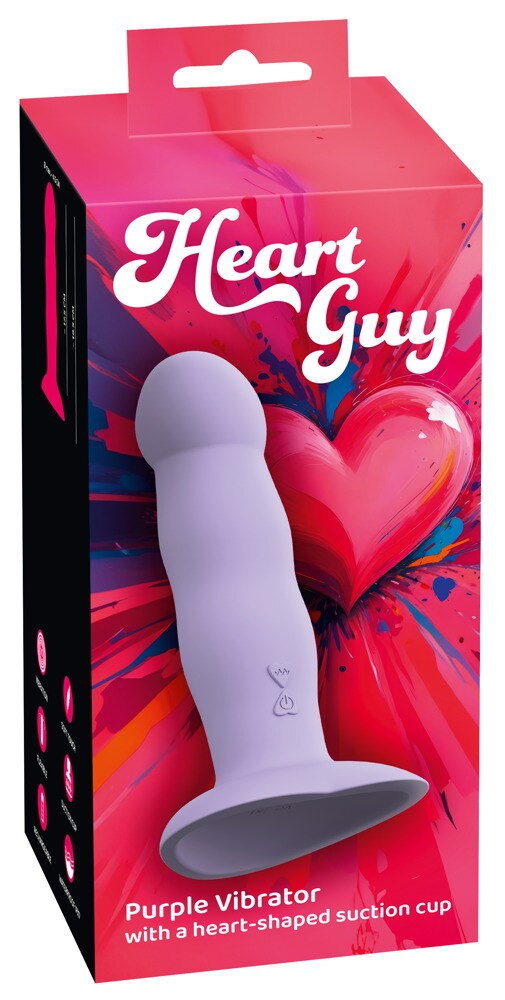 Вибростимулятор на присоске Heart Guy, фиолетовый