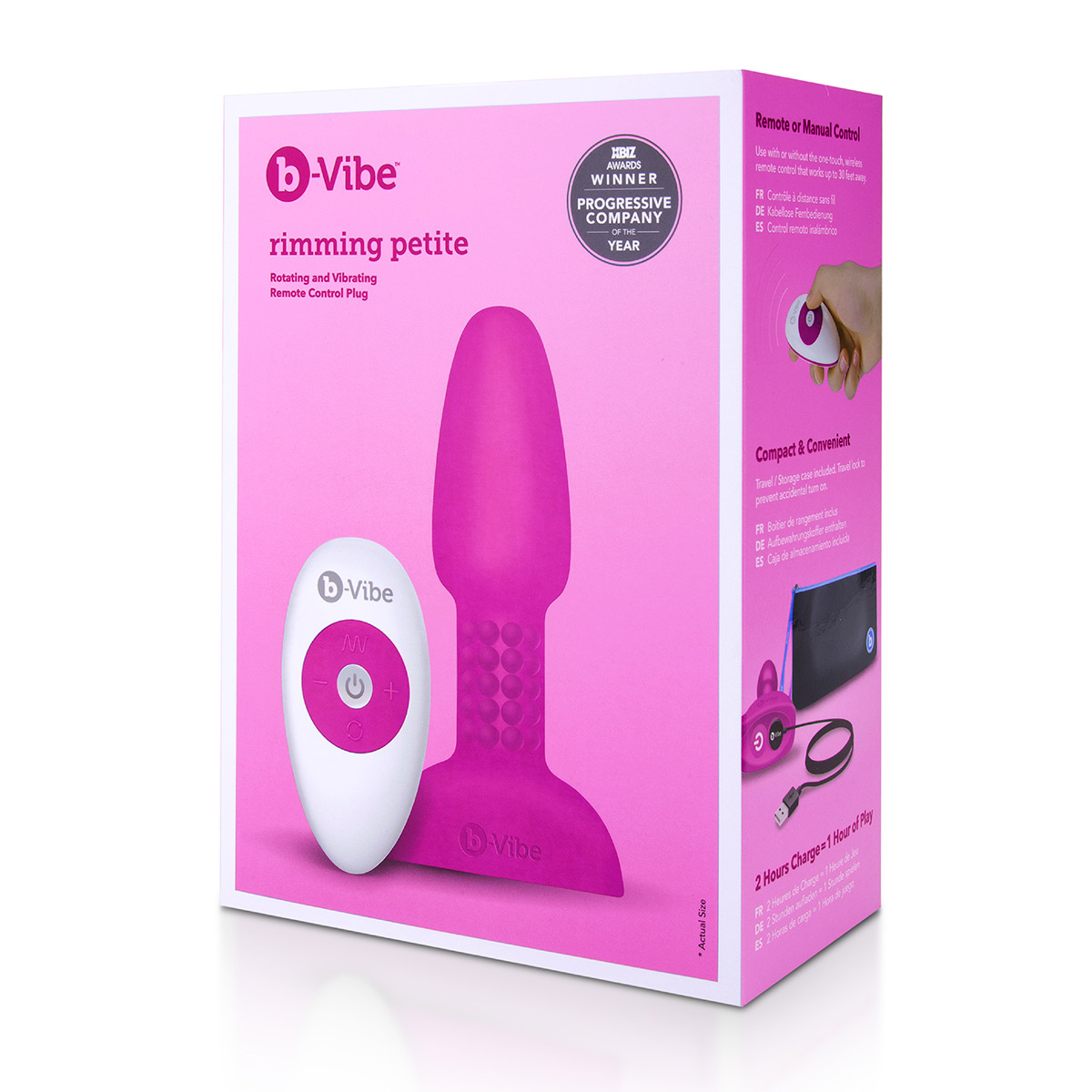 b-Vibe Анальная премиум-пробка с римминг эффектом Rimming Petite фуксия