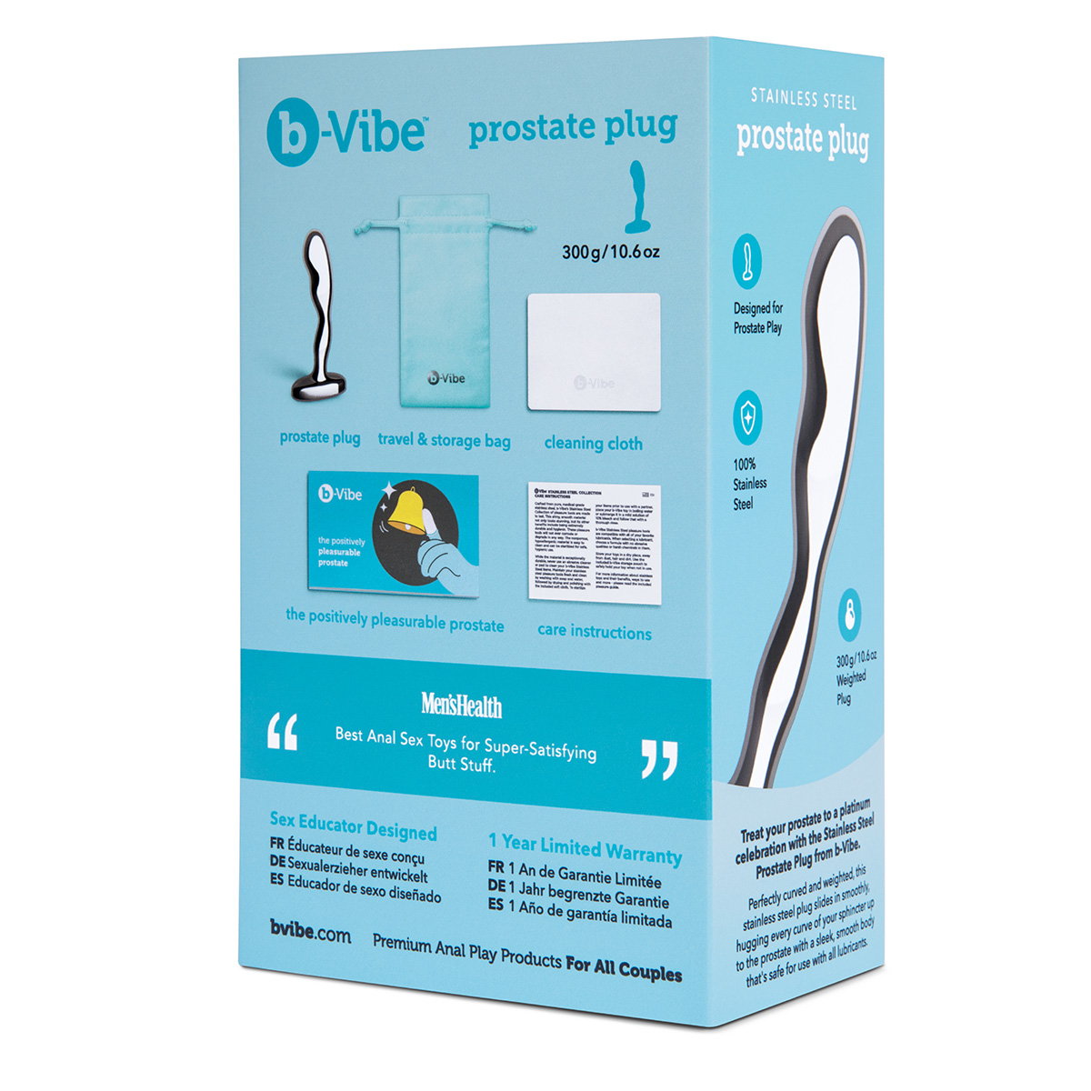 b-Vibe Стальной анальный стимулятор простаты STAINLESS STEEL PROSTATE PLUG