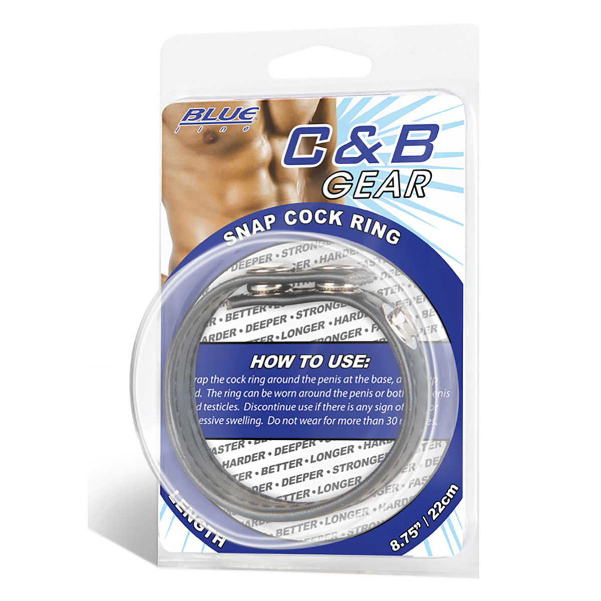BlueLine Кольцо на пенис из искусственной кожи на клепках (3,5-5,5см) SNAP COCK RING