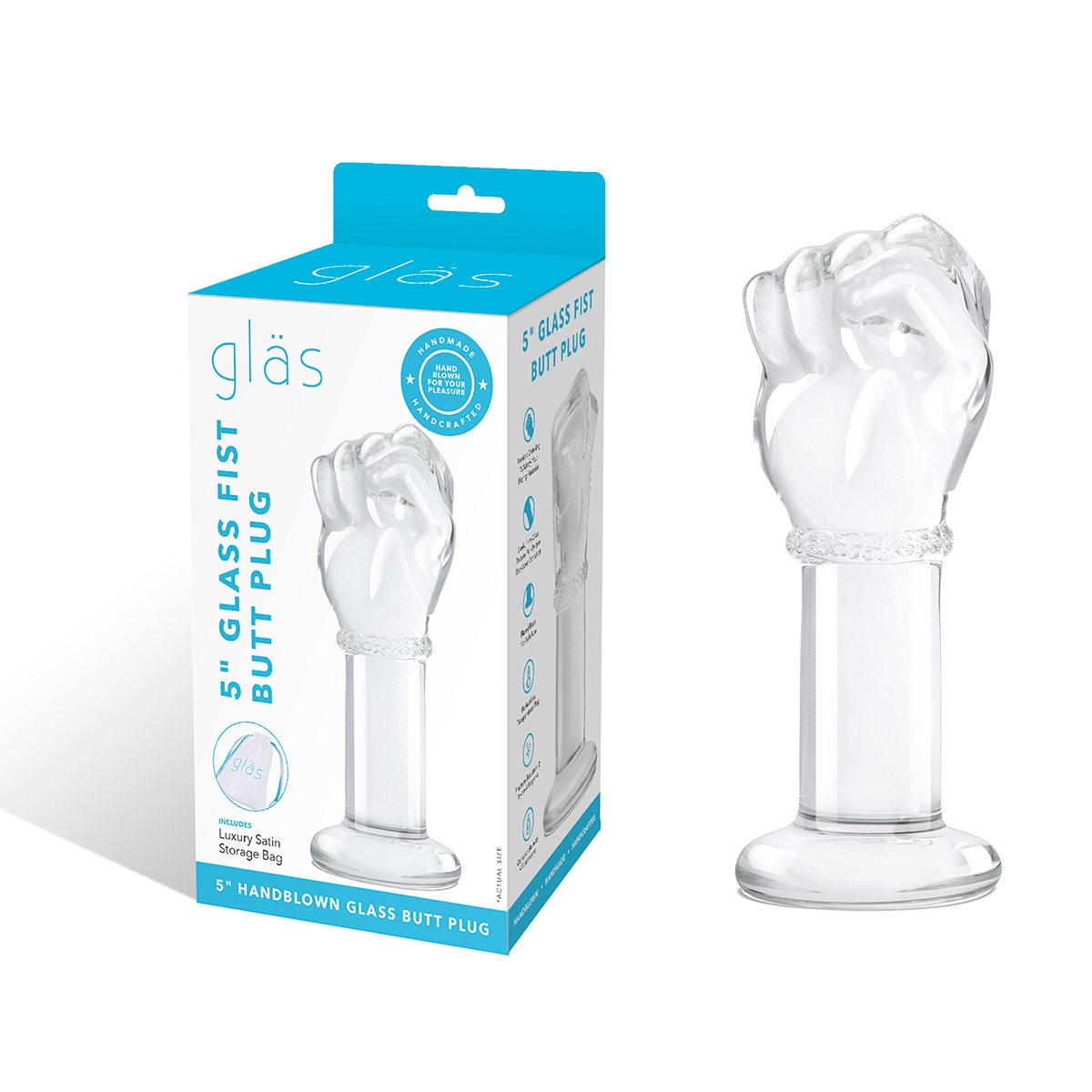 Glas Анальный фистинг-плаг из стекла 5 in Glass Fist Butt Plug