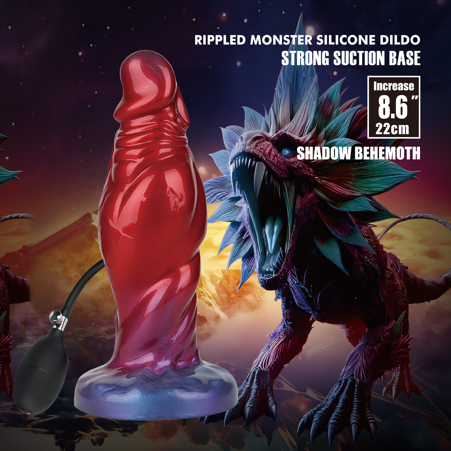 Shadow Behemoth, фаллоимитатор, увеличивающийся в размере, серии Power Monsters, 24 см