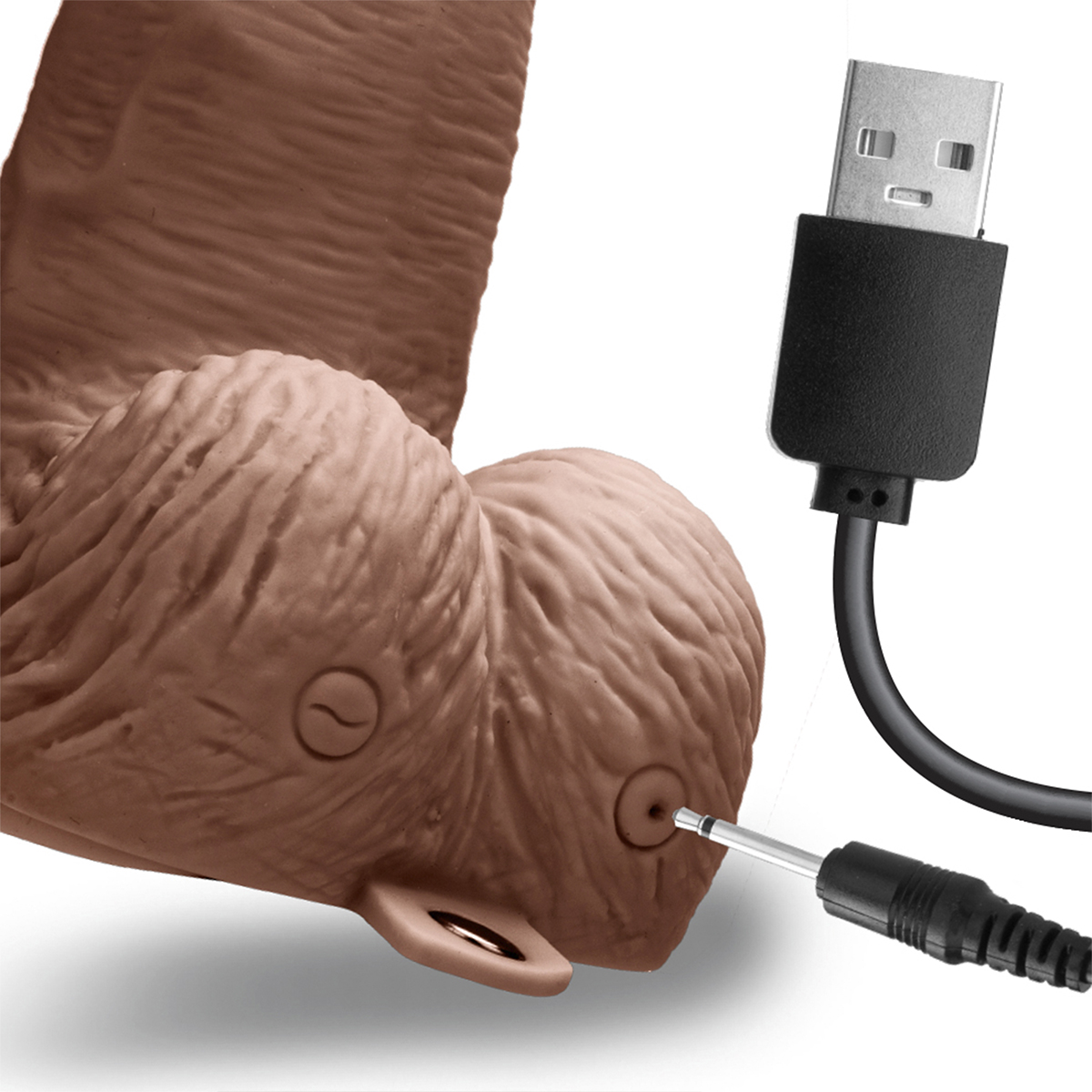 Lux Fetish Шестидюймовый коричневый страпон с USB-зарядкой