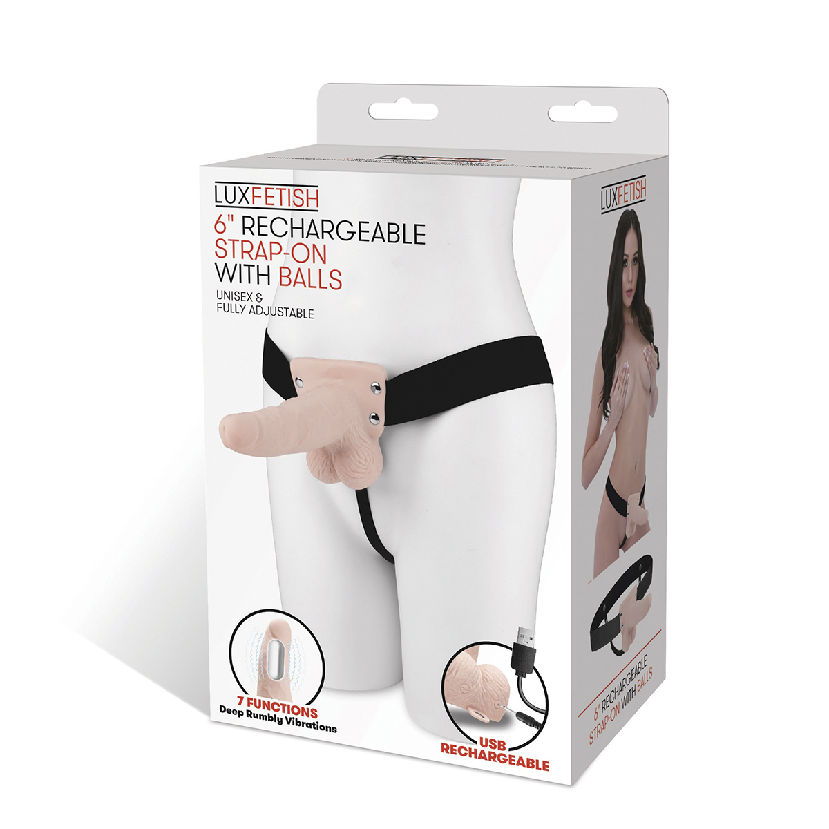 Lux Fetish Шестидюймовый телесный страпон с USB-зарядкой