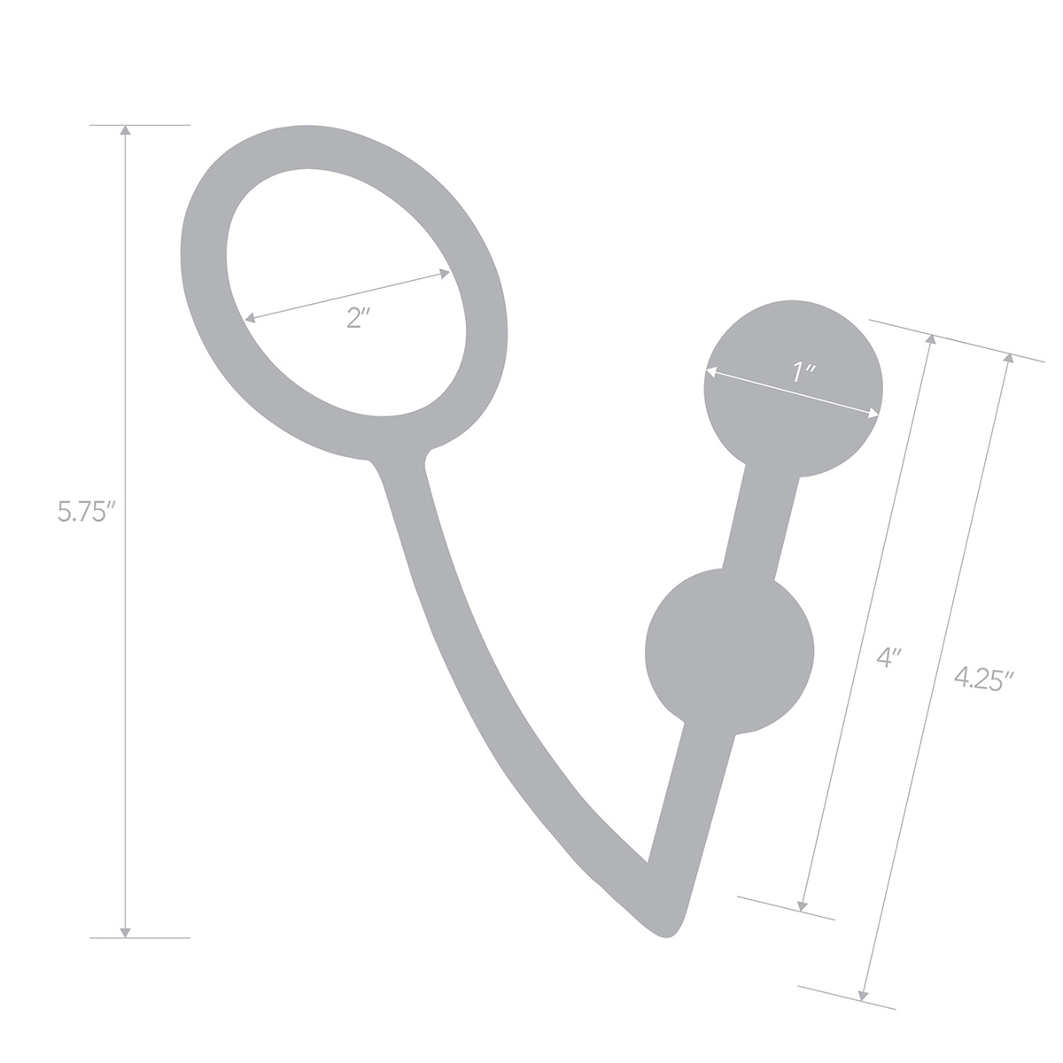 BlueLine Кольцо на пенис с двумя анальными шарами Two Bead Stainless Steel Anal Hook & Cock Ring