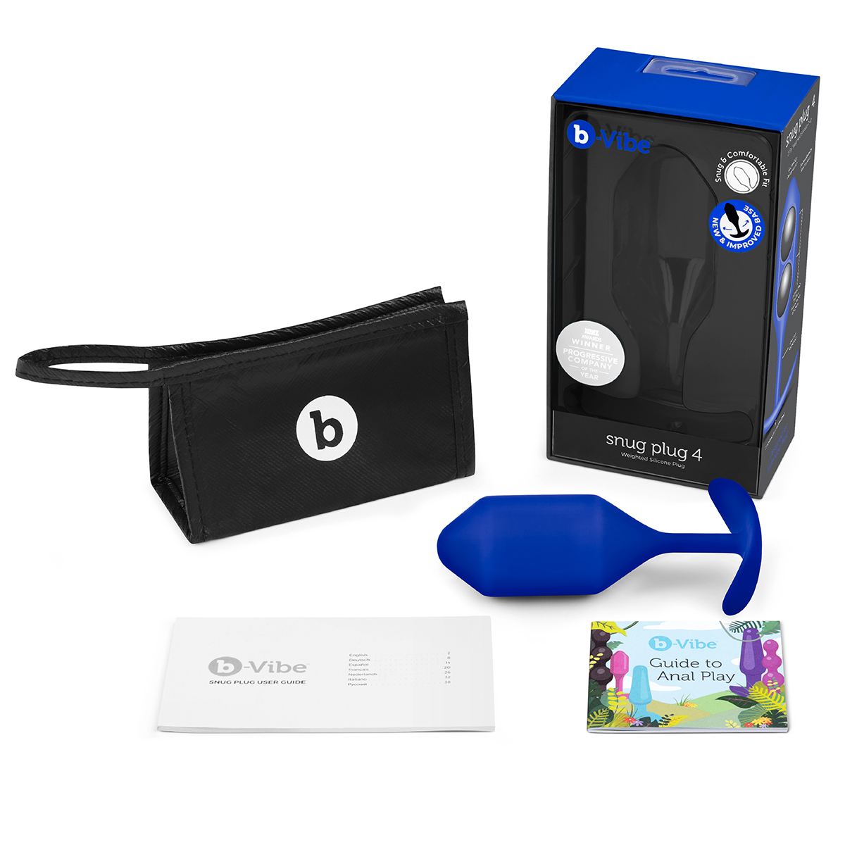b-Vibe Профессиональная пробка для ношения B-vibe Snug Plug 4 синяя
