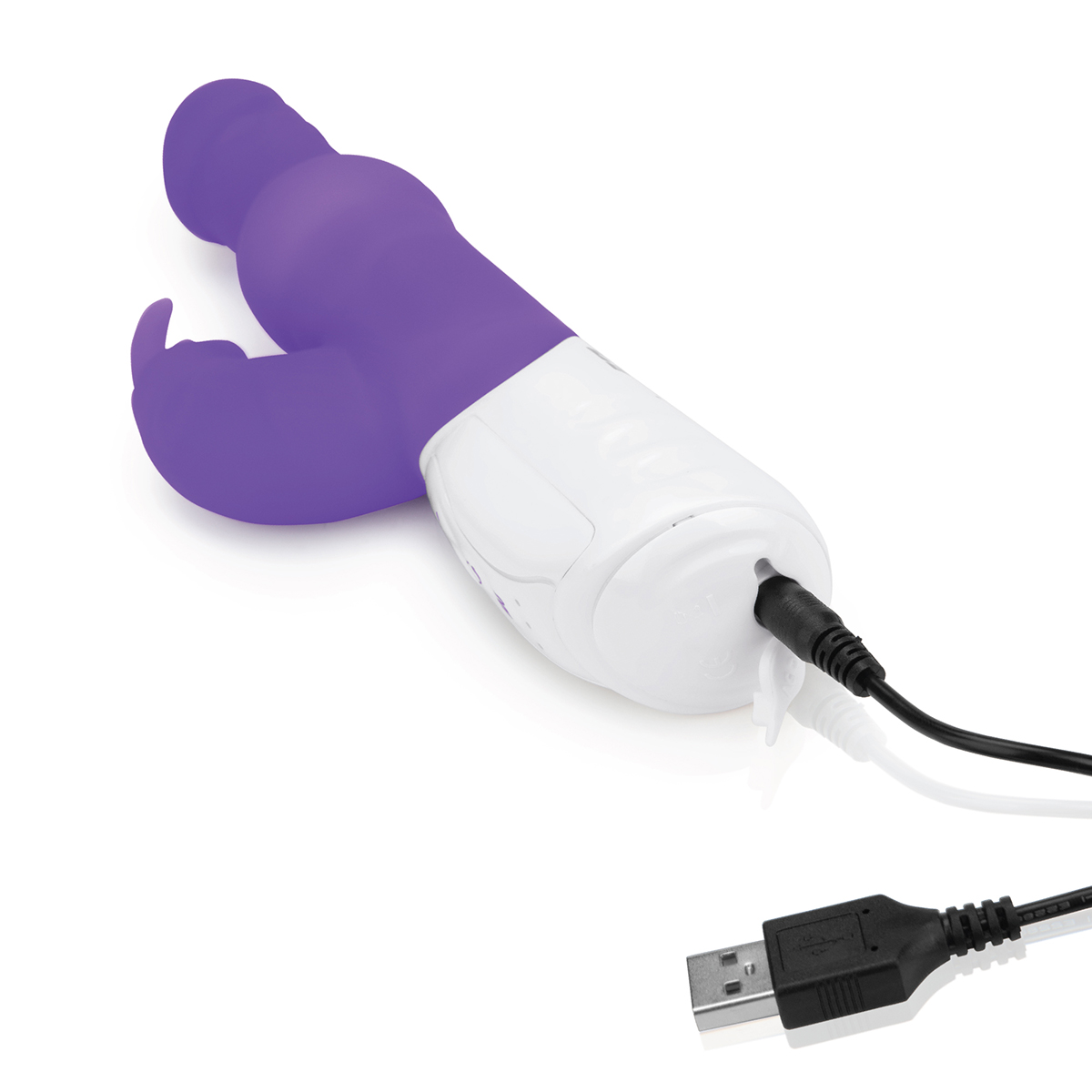 Rabbit Essentials Яркий вибратор с вращающимися бусинами PLEASURE PEARLS RABBIT фиолетовый