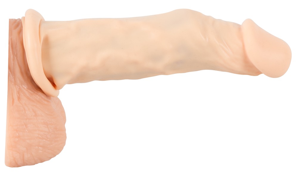Насадка удлинитель из силикона телесная Penis extender with bulging glans and veins