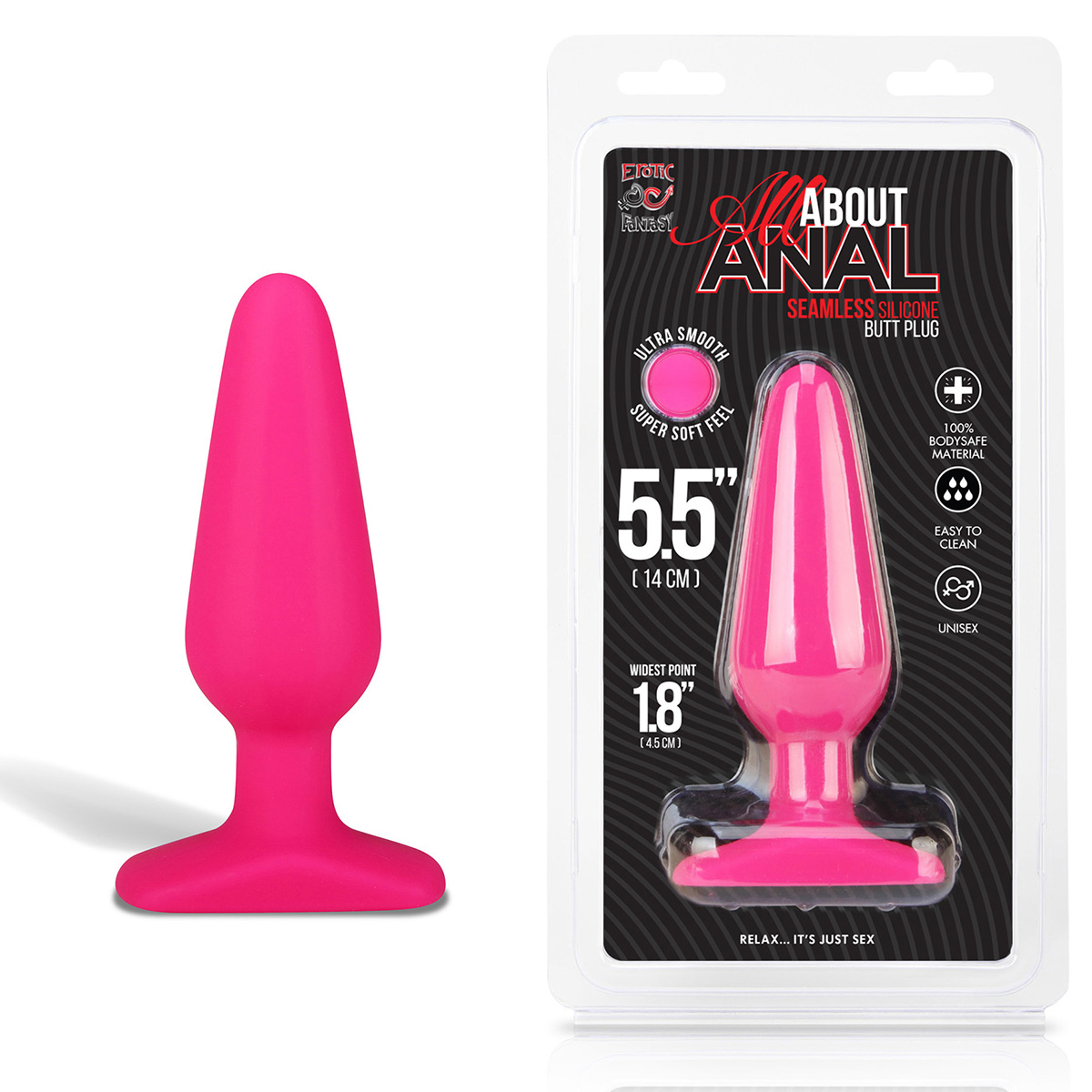 Erotic Fantasy Розовый плаг из силикона класса люкс 5,5''