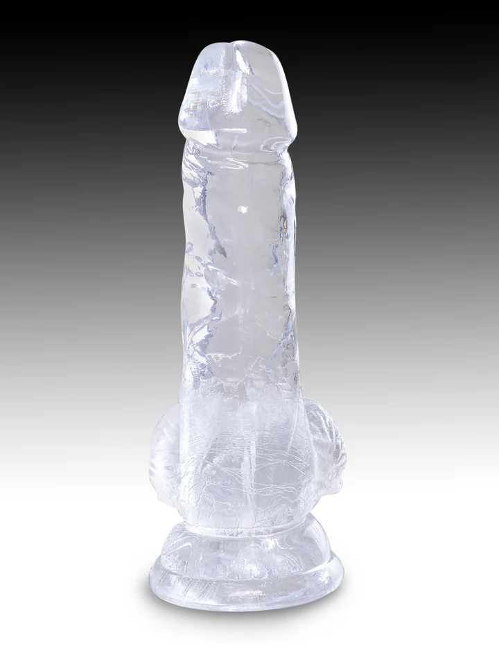 Прозрачный фаллоимитатор с мошонкой на присоске King Cock Clear 5 Cock with Balls