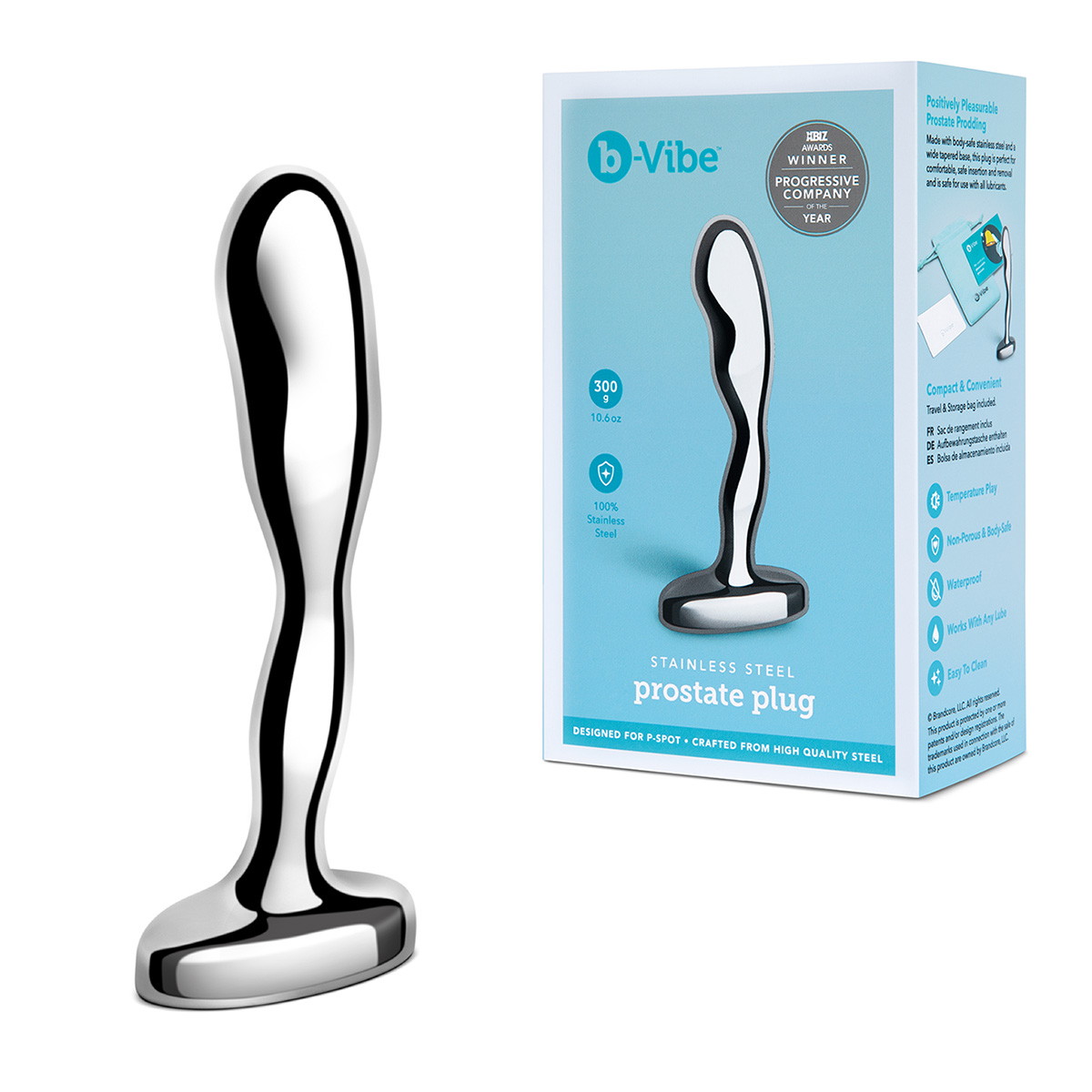 b-Vibe Стальной анальный стимулятор простаты STAINLESS STEEL PROSTATE PLUG