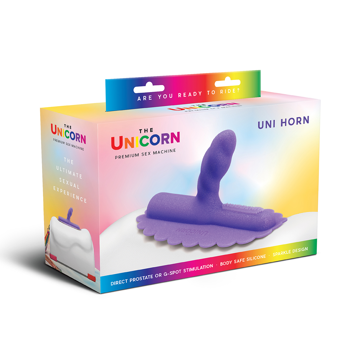 CowGirl Фиолетовая насадка с блестками для премиум секс-машины UNICORN UNI HORN COWGIRL
