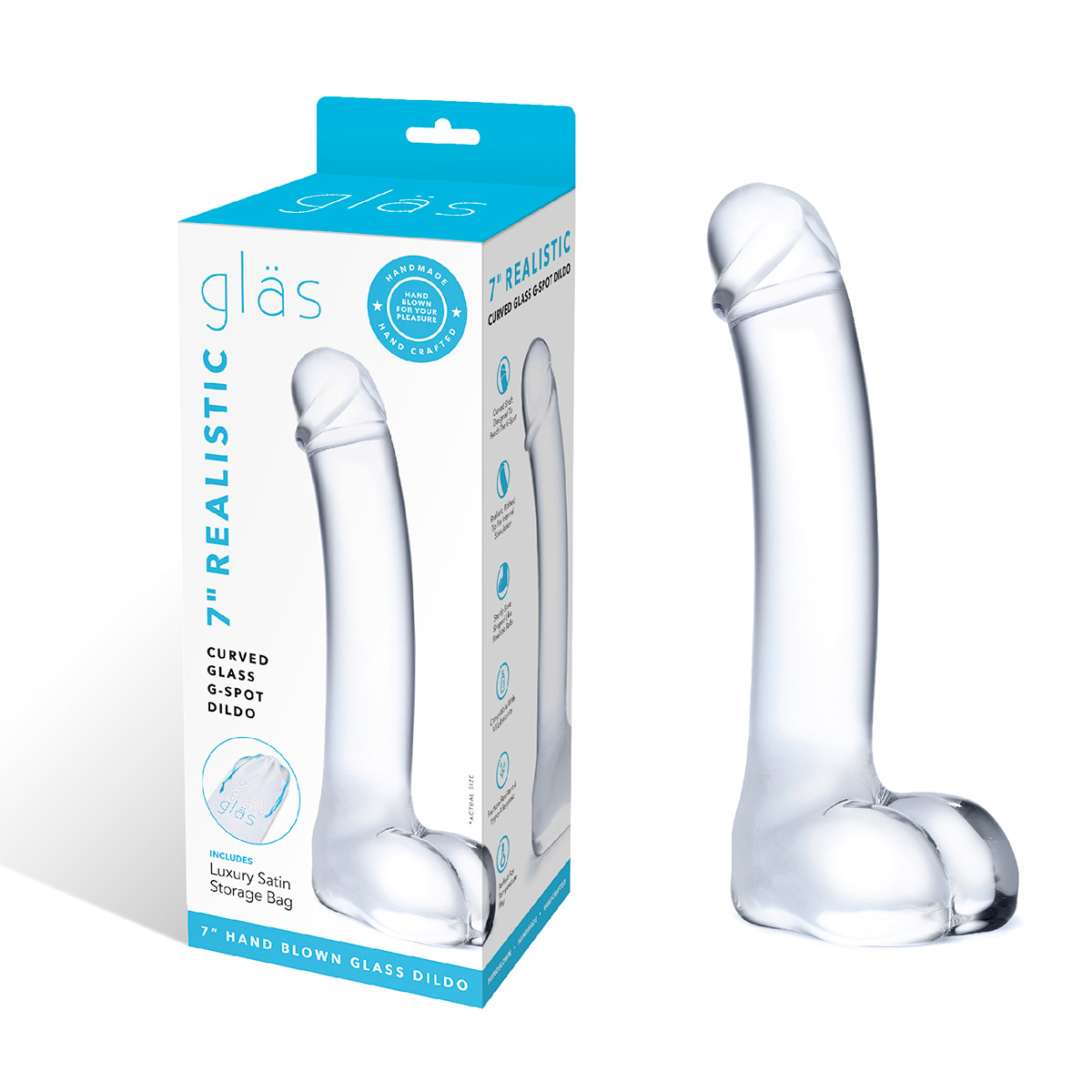 Glas Реалистичной формы дилдо с мошонкой CURVED G-SPOT