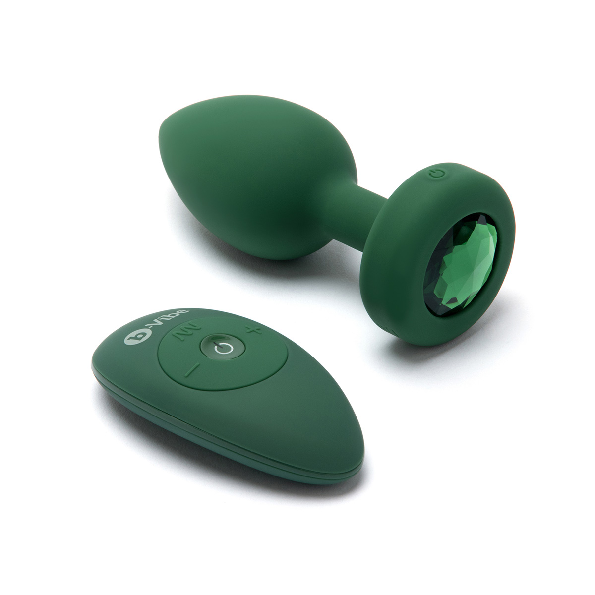 b-Vibe Вибрирующая втулка Vibrating Jewel Plug M/L зеленого цвета