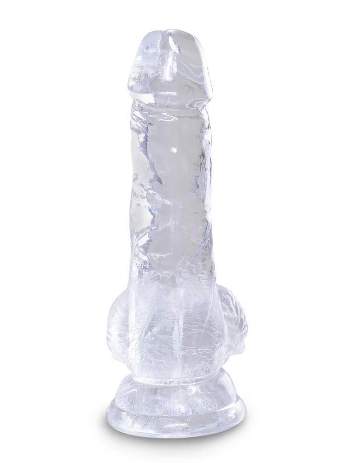 Прозрачный фаллоимитатор с мошонкой на присоске King Cock Clear 5 Cock with Balls