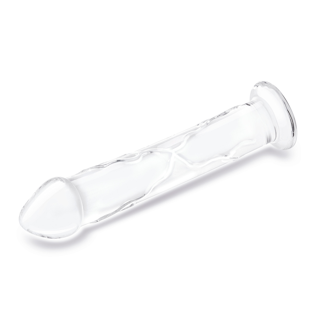 Glas Рельефный большой стимулятор из стекла 12 in Glass Dildo With Veins & Flat Base