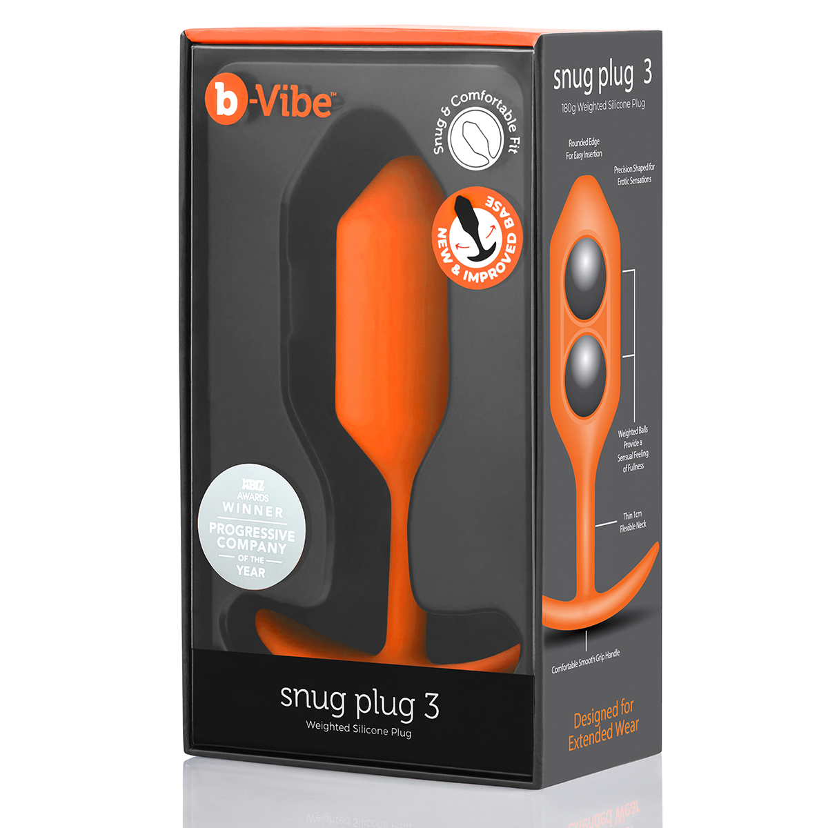 b-Vibe Профессиональная пробка для ношения B-vibe Snug Plug 3 оранжевая