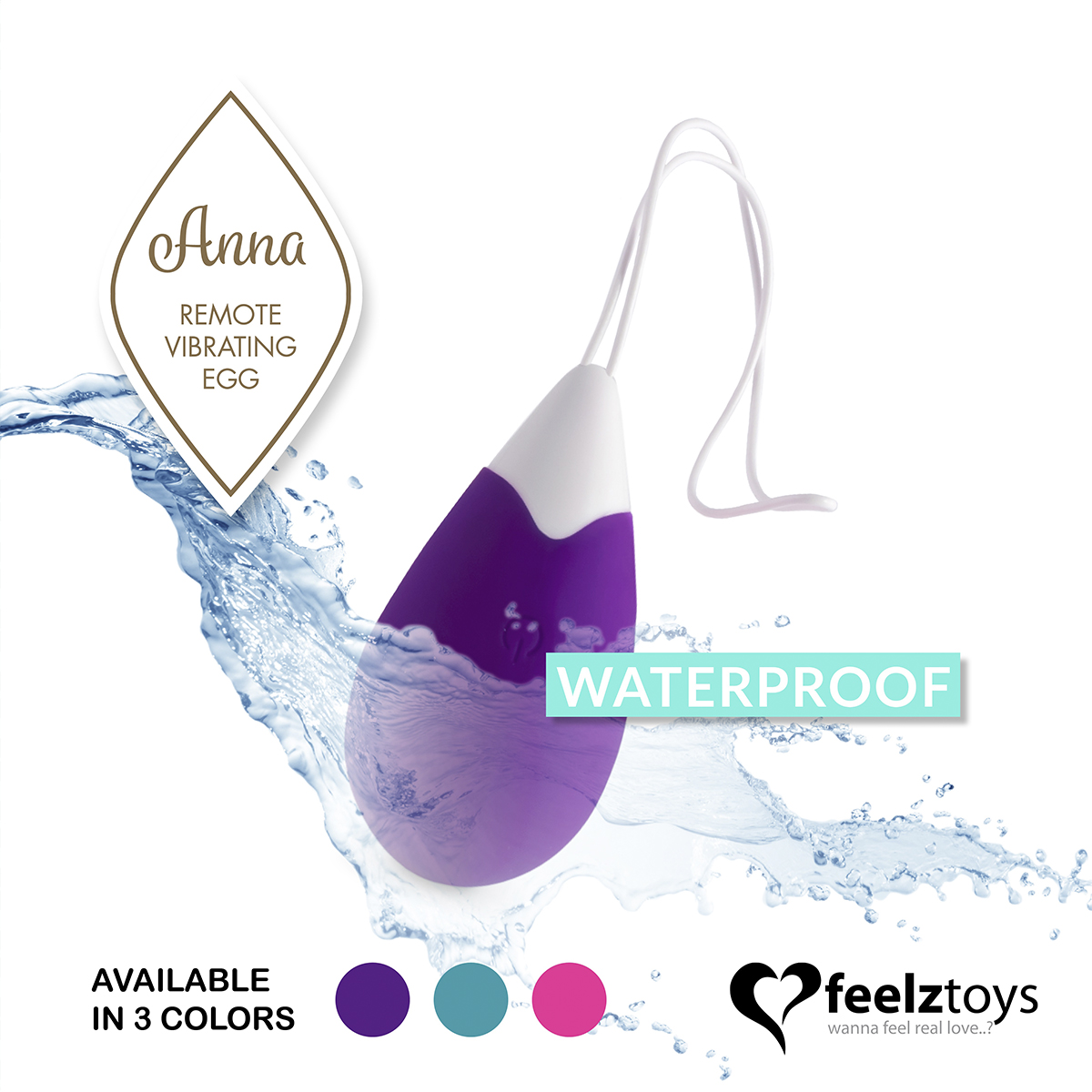 FeelzToys Вибромассажер в форме капли на радиоуправлении Anna Vibrating Egg фиолетовый
